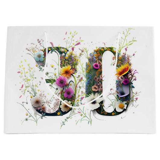 Grand Sac Cadeau Joyeux 30e anniversaire Fleurs sauvages Joyeux ann (Devant)