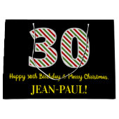 Grand Sac Cadeau Joyeux 30e anniversaire & Joyeux Noël, Nom personn (Devant)