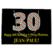 Grand Sac Cadeau Joyeux 30e anniversaire & Joyeux Noël, Nom personn (Dos)