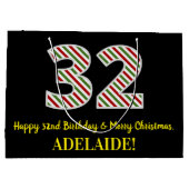 Grand Sac Cadeau Joyeux 32e anniversaire & Joyeux Noël, Nom personn (Dos)