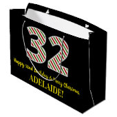 Grand Sac Cadeau Joyeux 32e anniversaire & Joyeux Noël, Nom personn (Dos Angle)