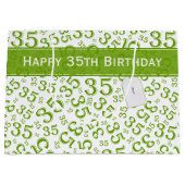 Grand Sac Cadeau Joyeux 35e anniversaire Numéro Motif Vert/Blanc (Devant)