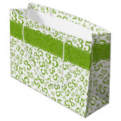 Grand Sac Cadeau Joyeux 35e anniversaire Numéro Motif Vert/Blanc (Dos Angle)