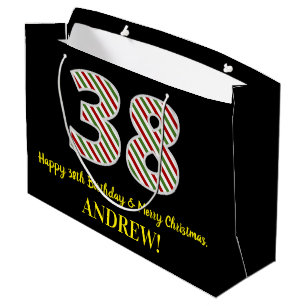 Grand Sac Cadeau Joyeux 38e anniversaire et Joyeux Noël, Nom person