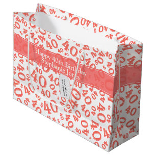 Grand Sac Cadeau Joyeux 40e anniversaire Numéro Motif Cora/Blanc 40