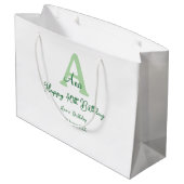 Grand Sac Cadeau Joyeux 40e anniversaire vert ajouter nom monogramm (Dos Angle)