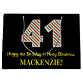 Grand Sac Cadeau Joyeux 41e anniversaire & Joyeux Noël, Nom personn (Devant)