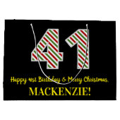 Grand Sac Cadeau Joyeux 41e anniversaire & Joyeux Noël, Nom personn (Dos)