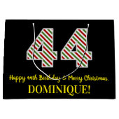 Grand Sac Cadeau Joyeux 44e anniversaire & Joyeux Noël, Nom personn (Devant)