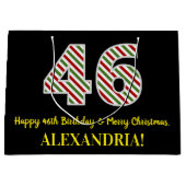 Grand Sac Cadeau Joyeux 46e anniversaire & Joyeux Noël, Nom personn (Devant)