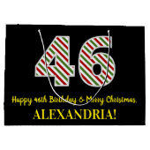 Grand Sac Cadeau Joyeux 46e anniversaire & Joyeux Noël, Nom personn (Dos)