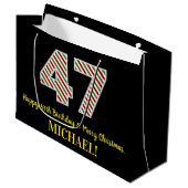 Grand Sac Cadeau Joyeux 47e anniversaire & Joyeux Noël, Nom personn (Devant Angle)