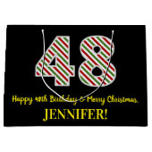 Grand Sac Cadeau Joyeux 48e anniversaire & Joyeux Noël, Nom personn (Devant)