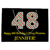 Grand Sac Cadeau Joyeux 48e anniversaire & Joyeux Noël, Nom personn (Dos)