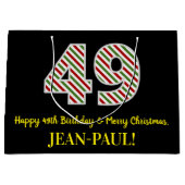 Grand Sac Cadeau Joyeux 49e anniversaire & Joyeux Noël, Nom personn (Devant)