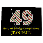 Grand Sac Cadeau Joyeux 49e anniversaire & Joyeux Noël, Nom personn (Dos)