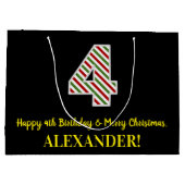 Grand Sac Cadeau Joyeux 4e anniversaire & Joyeux Noël, Nom personna (Dos)