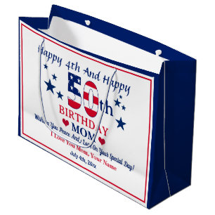 Grand Sac Cadeau Joyeux 4ème et heureux 50ème anniversaire Maman pe