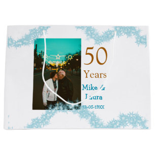 Grand Sac Cadeau Joyeux 50e anniversaire nom couple date mariage