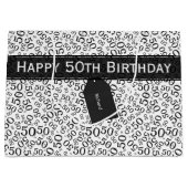 Grand Sac Cadeau Joyeux 50e anniversaire Numéro Motif noir/blanc (Devant)