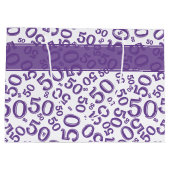 Grand Sac Cadeau Joyeux 50e anniversaire Numéro Motif violet/blanc (Dos)