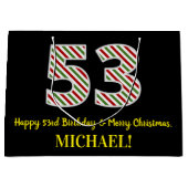 Grand Sac Cadeau Joyeux 53e anniversaire & Joyeux Noël, Nom personn (Devant)