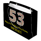 Grand Sac Cadeau Joyeux 53e anniversaire & Joyeux Noël, Nom personn (Dos Angle)