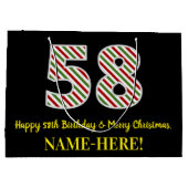Grand Sac Cadeau Joyeux 58e anniversaire & Joyeux Noël, Nom personn (Dos)