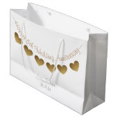 Grand Sac Cadeau Joyeux 5e anniversaire Mariage, boisé (Devant Angle)