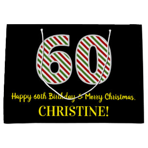 Grand Sac Cadeau Joyeux 60e Anniversaire & Joyeël Noël, Nom personn