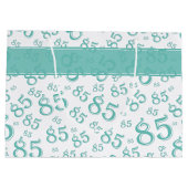 Grand Sac Cadeau Joyeux 85e anniversaire Motif numéro Turquoise/bla (Dos)