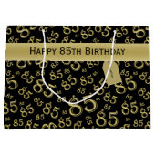Grand Sac Cadeau Joyeux 85e anniversaire Numéro Motif Noir/Or (Devant)