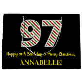 Grand Sac Cadeau Joyeux 97e anniversaire & Joyeux Noël, Nom personn (Devant)