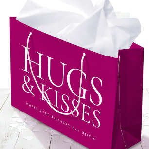 Grand Sac Cadeau Joyeux Anniversaire À Tout Âge Câlins & Bisous Ros