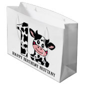 Grand Sac Cadeau Joyeux anniversaire ajouter nom ferme vache enfant (Dos Angle)