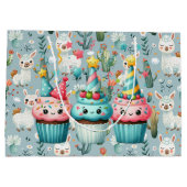 Grand Sac Cadeau Joyeux Anniversaire Alpaca et Cupcakes (Dos)