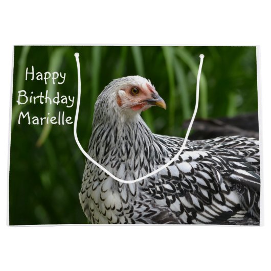 Grand Sac Cadeau Joyeux anniversaire avec du poulet (Devant)