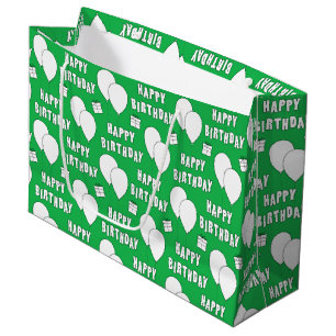 Grand Sac Cadeau Joyeux anniversaire avec un Arrière - plan vert d