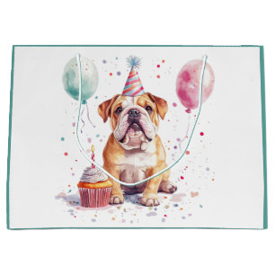 Grand Sac Cadeau Joyeux Anniversaire Bouledogue Anglais