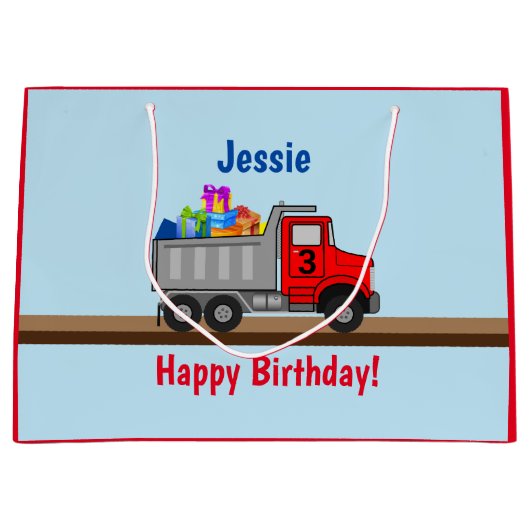 Grand Sac Cadeau Joyeux anniversaire Camion Chargement de cadeaux G (Devant)