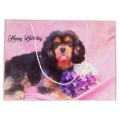 Grand Sac Cadeau Joyeux Anniversaire Cavalier Roi Charles Spaniel (Dos)