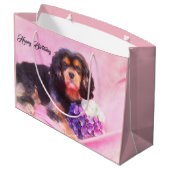 Grand Sac Cadeau Joyeux Anniversaire Cavalier Roi Charles Spaniel (Dos Angle)