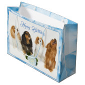 Grand Sac Cadeau Joyeux Anniversaire Cavalier Roi Charles Spaniels (Devant Angle)