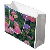 Grand Sac Cadeau Joyeux Anniversaire coloré Hydrangea (Devant Angle)