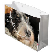 Grand Sac Cadeau Joyeux anniversaire Cute Bernedoodle (Dos Angle)