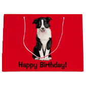 Grand Sac Cadeau Joyeux anniversaire de border collie (Devant)