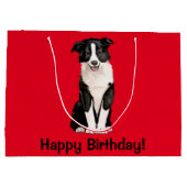 Grand Sac Cadeau Joyeux anniversaire de border collie (Dos)