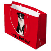 Grand Sac Cadeau Joyeux anniversaire de border collie (Dos Angle)
