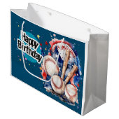 Grand Sac Cadeau Joyeux anniversaire du baseball (Devant Angle)
