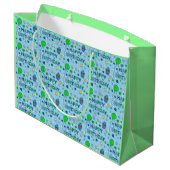 Grand Sac Cadeau Joyeux anniversaire du garçon Blue et Lime Green (Dos Angle)
